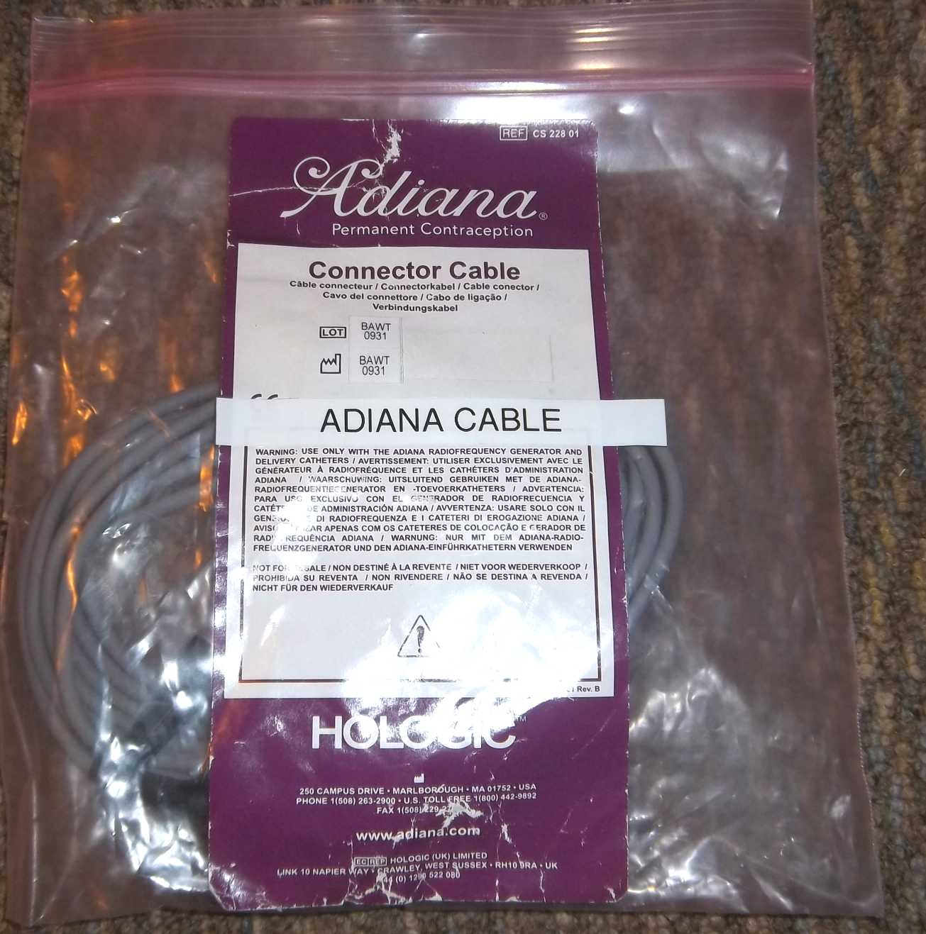 Hologic Adiana Connector Cable CS-228-01